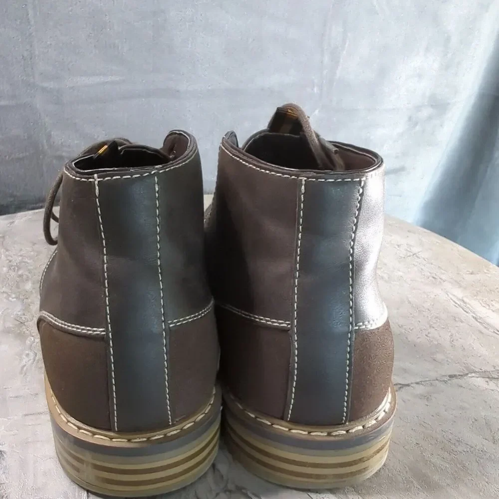 Steve Madden‎ M Edict Brown Faux Leather Ankle High Shoes Mens Size 9.5 M 910727